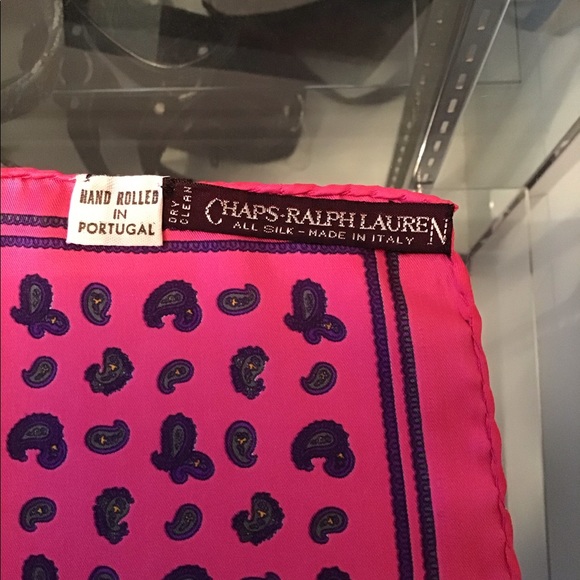 EUC VINTAGE PAISLEY PRINT SILK POCKET SQUARE.CHAPS/RL DEAD-STOCK - Picture 3 of 3